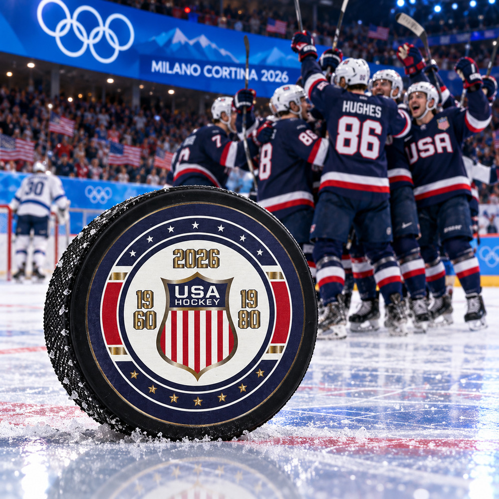 USA Hockey 2026 Olympic Gold Medal APEX Puck Miracle 1980 1960 New